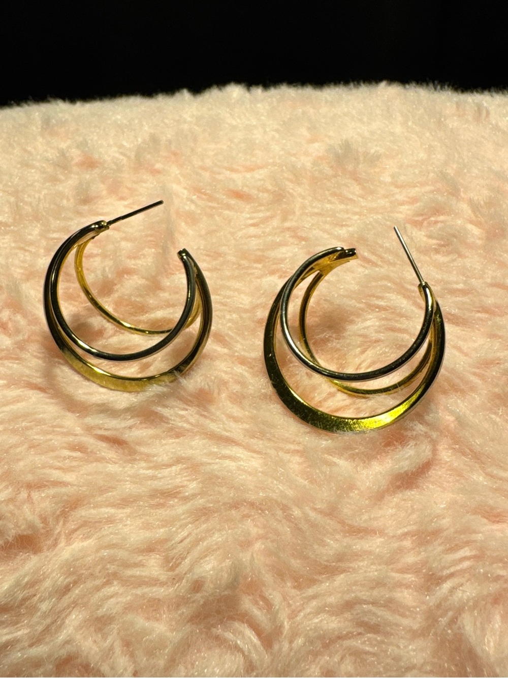 Layered Crescent Gold Hoop Earrings for Women